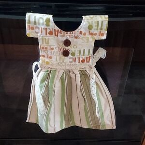 Handmade Striped Green & Cream Oven Door Dress